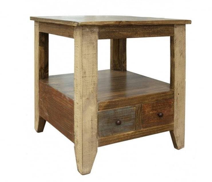 ANTIQUE 1 SHELF/ 2 DRAWER END TABLE - The Rustic Mile