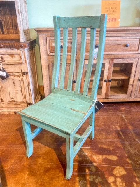 TRADITIONAL SANTA RITA CHAIR W/ ANTIQUE TURQUOISE STAIN - The Rustic Mile