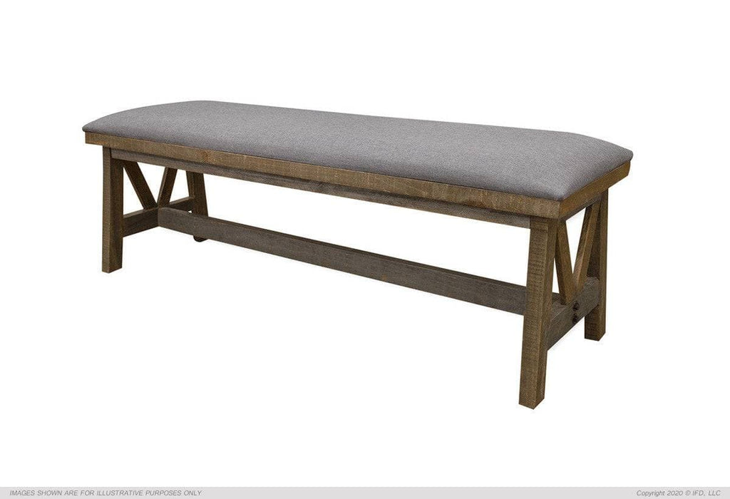 LOFT BROWN UPHOLSTERED BENCH - The Rustic Mile