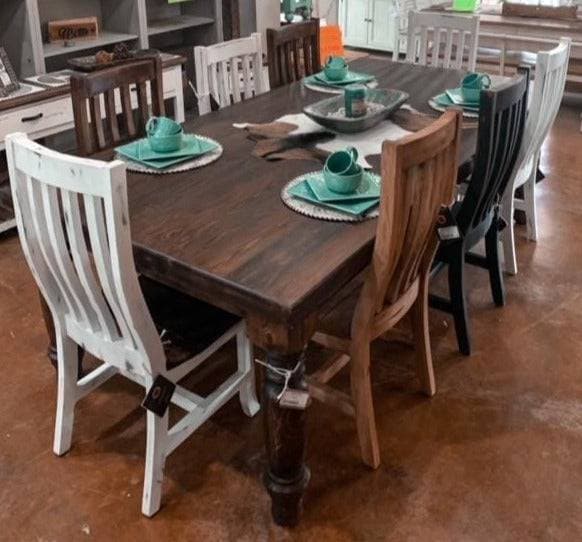 TRADITIONAL 8 FT SANTA RITA TABLE IN DARK STAIN W/8 MULTI STAIN CHAIRS - The Rustic Mile