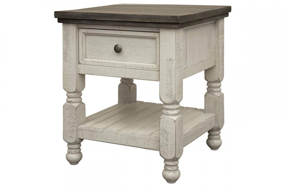 STONE 1 DRAWER/1 SHELF END TABLE - The Rustic Mile