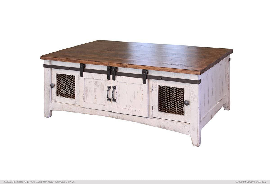 PUEBLO WHITE COFFEE TABLE AND 2 END TABLES - The Rustic Mile
