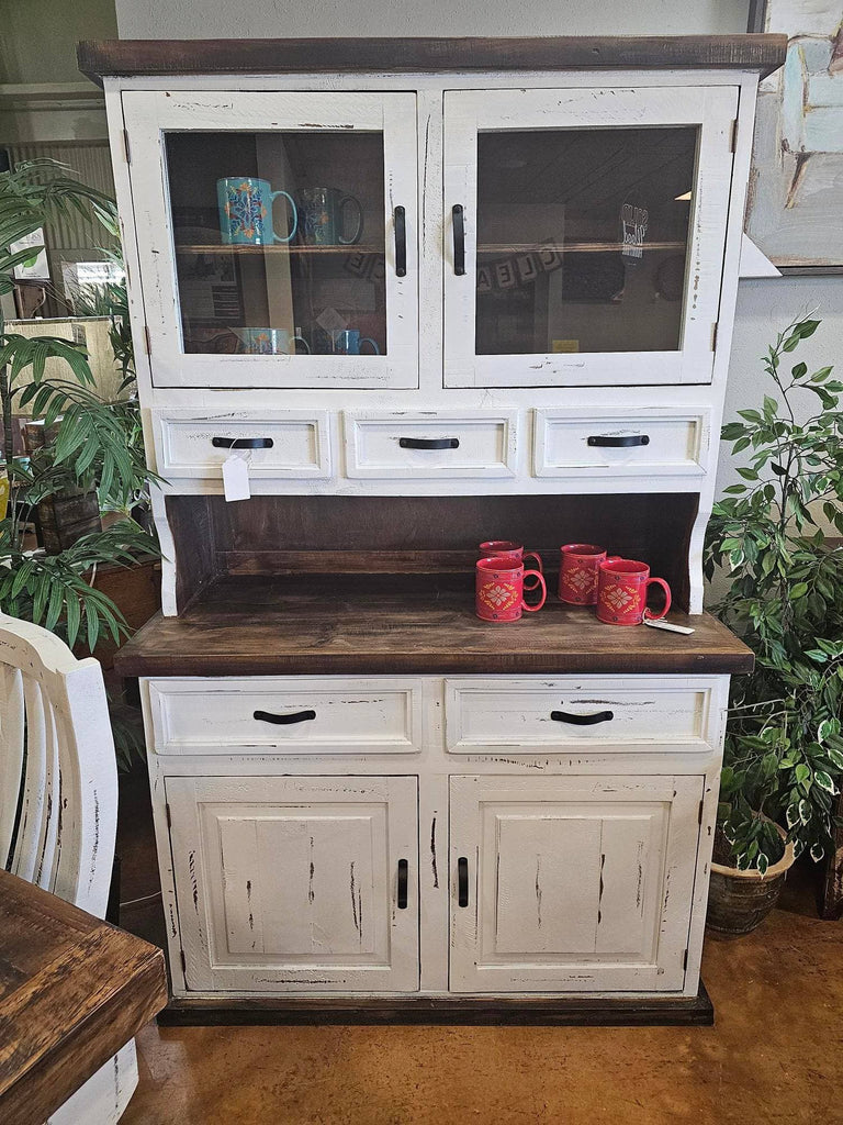 RUSTIC CANYON HUTCH AND BUFFET W/ WHITE DISTRESSED STAIN - The Rustic Mile