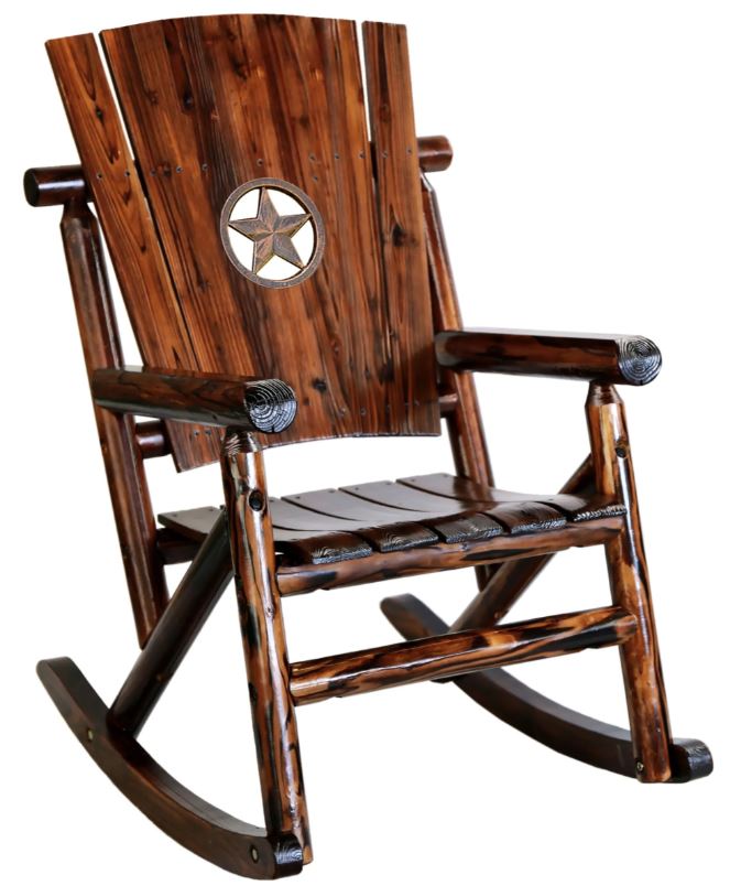 CHAR-LOG SINGLE ROCKER WITH MEDALLION STAR - The Rustic Mile