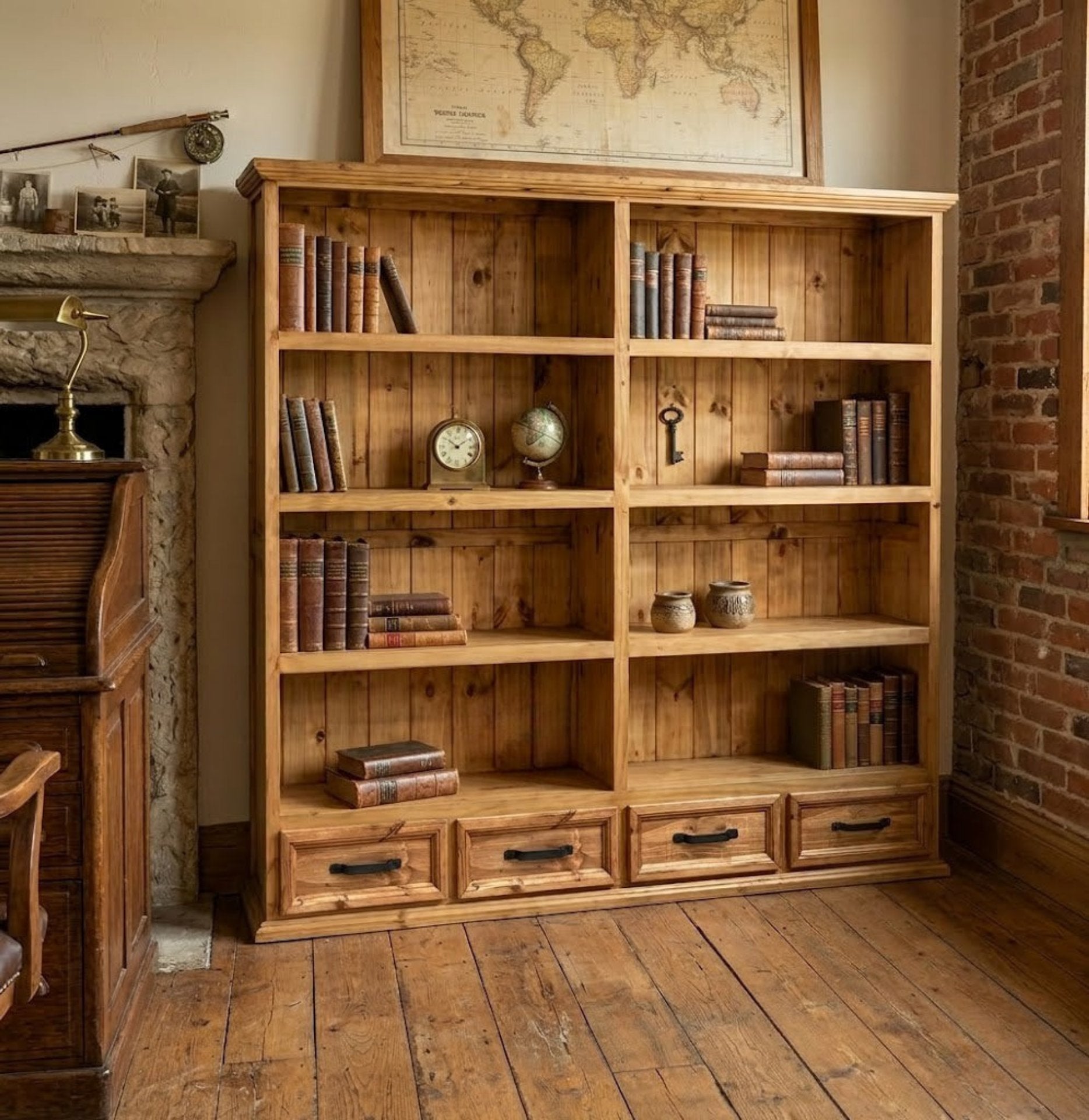 TRADITIONAL 4 DRAWER BOOKCASE – The Rustic Mile TRADITIONAL 4 DRAWER BOOKCASE – The Rustic Mile