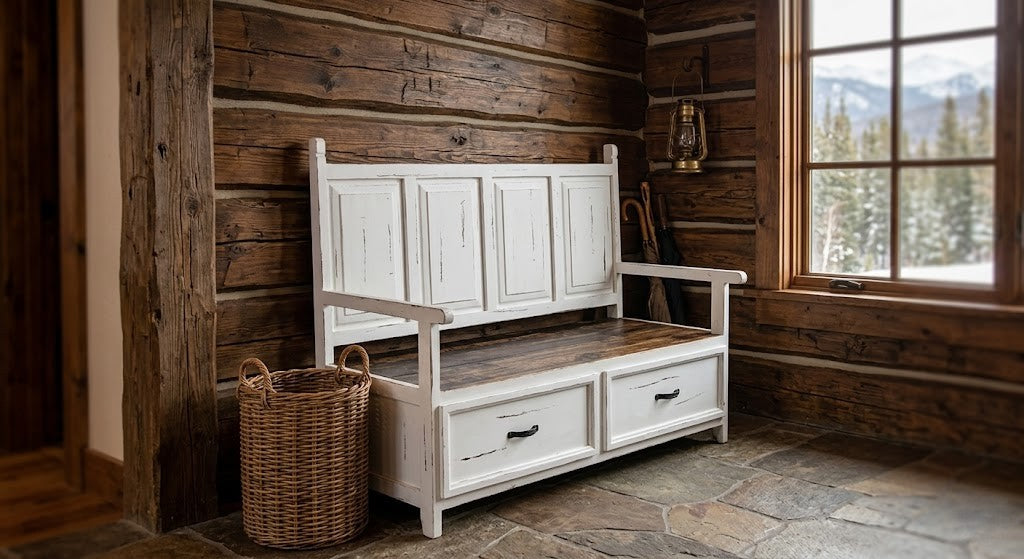 MONASTERIO BENCH WHITE DISTRESSED – The Rustic Mile