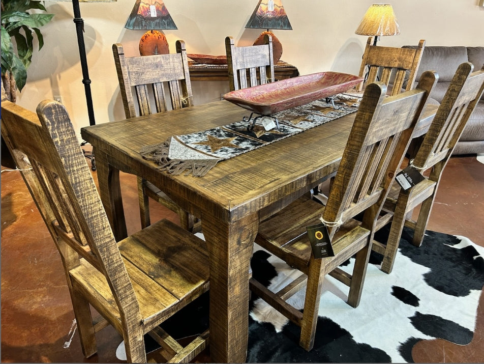 Round Rustic Dining Set RUSTIC RANCH 6FT DINING SET | The Rustic Mile