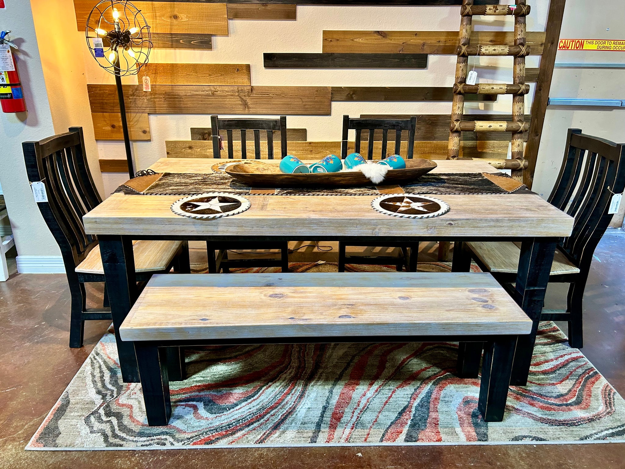 Decor Black Rustic Farmhouse Dining Table RUSTIC CANYON 6FT BLACK