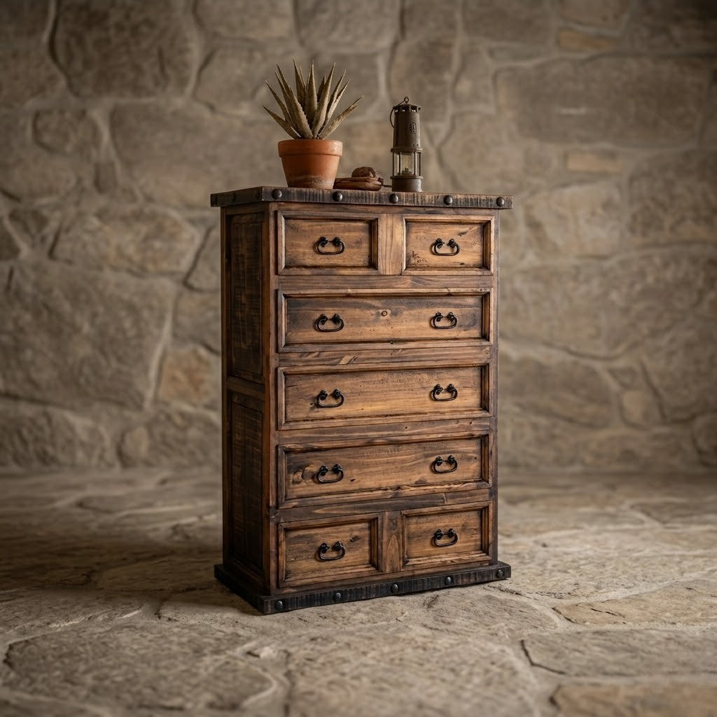 rustic metal dresser Jojoka Dresser for Bedroom,6 Drawer Wood Dresser with Large Drawer,Fluted Dressers for Living Room,gray