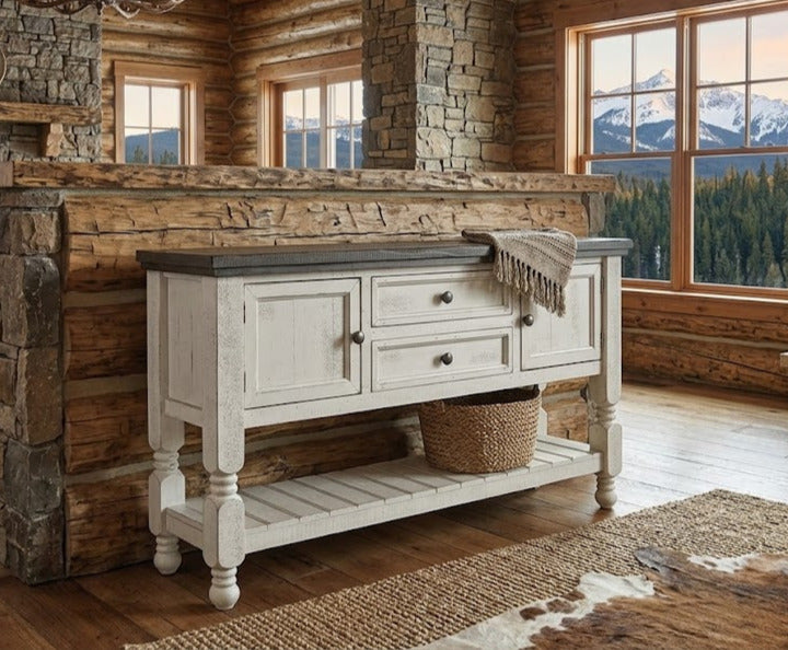 STONE SOFA TABLE WITH STORAGE