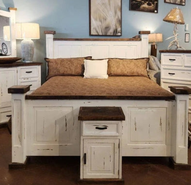 BONANZA BED WHITE DISTRESSED