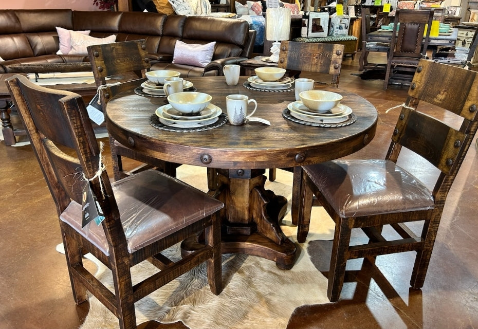 Vip Table Rustic Modern Rustic Round Dining Table And Chairs Sunpan Elina Rustic Lodge