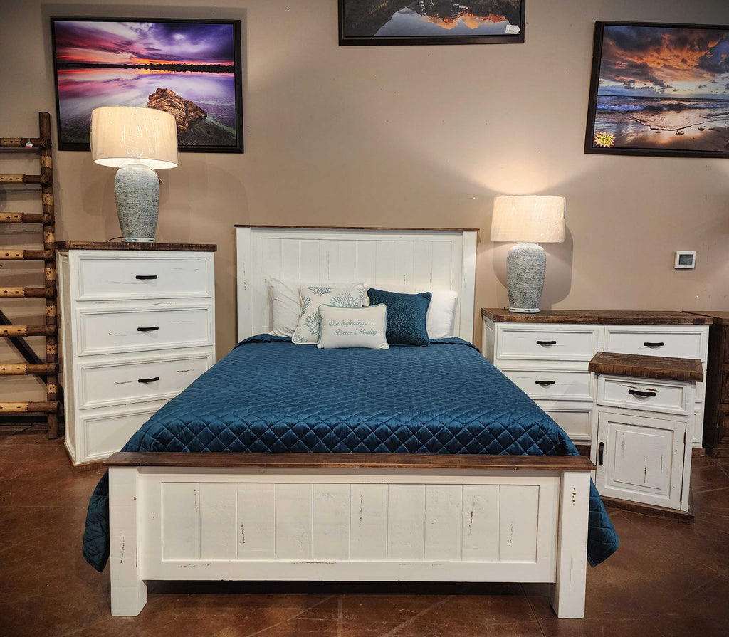 THE LONESTAR 3PC BEDROOM SET - WHITE DISTRESSED - The Rustic Mile
