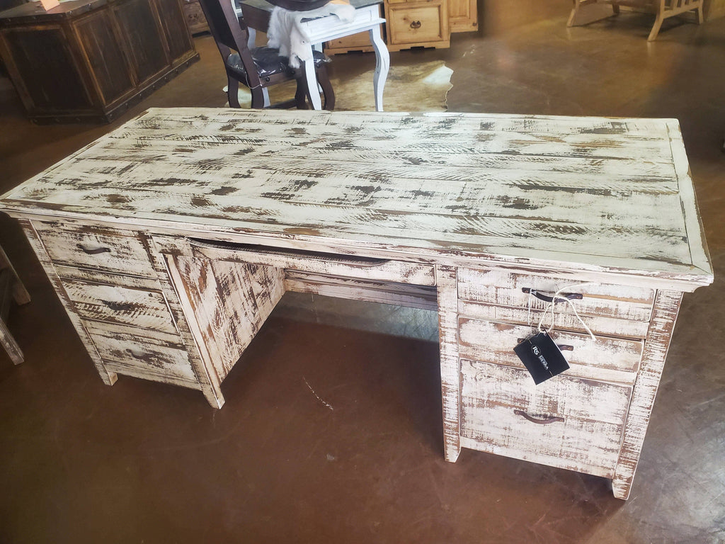 CABANA EXECUTIVE DESK W/ CABANA WHITE STAIN - The Rustic Mile