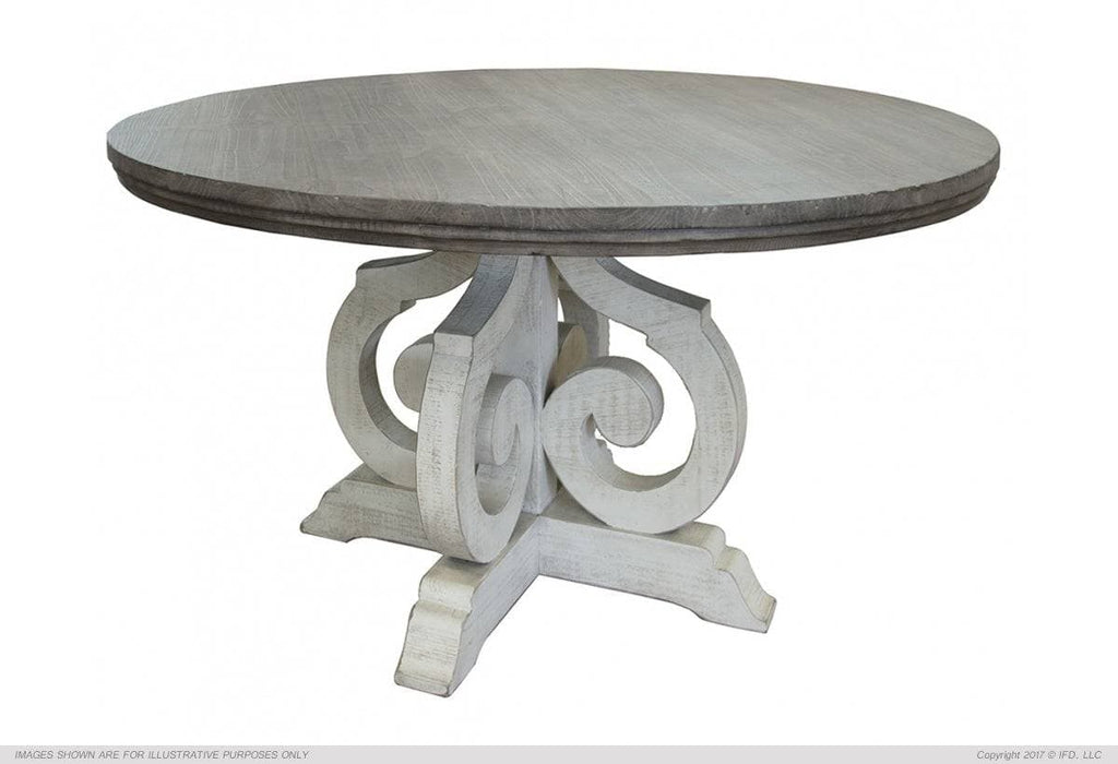 STONE 60" ROUND DINING SET W/ 4 CHAIRS - The Rustic Mile