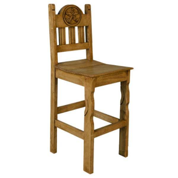TRADITIONAL TEXAS BARSTOOL WITH CARVED STAR - The Rustic Mile