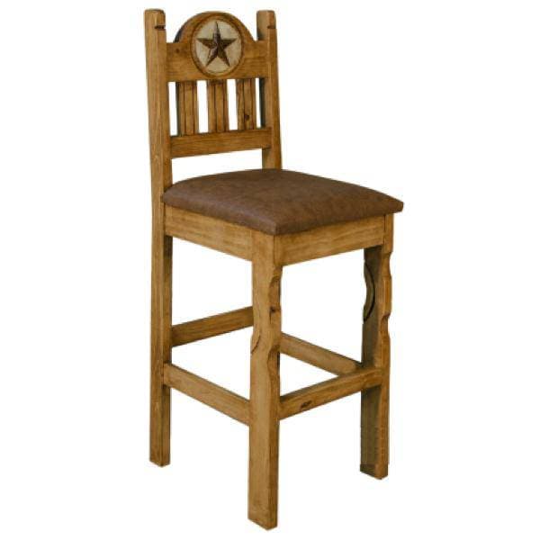 TRADITIONAL TEXAS BARSTOOL WITH CUSHION AND MARBLE STAR - The Rustic Mile