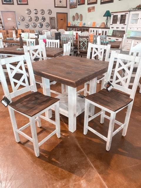 CABANA COUNTER HEIGHT TABLE SET W/ NEVADA STAIN - The Rustic Mile