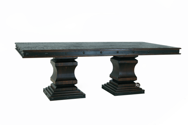 GRAND HACIENDA 8 FT DOUBLE PEDESTAL DINING ROOM TABLE - The Rustic Mile
