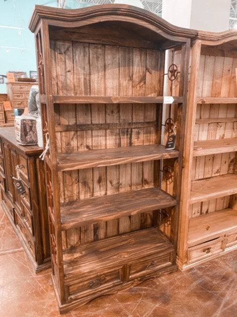 IRON STAR BOOKCASE W/ DARK STAIN - The Rustic Mile