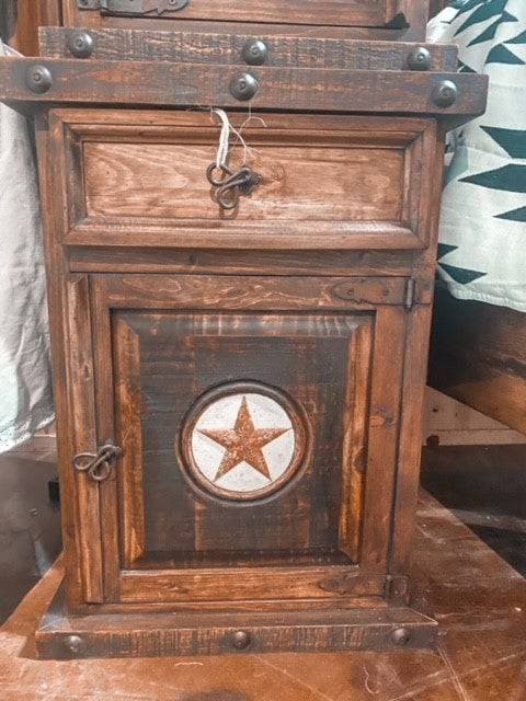 RUSTIC LARGE NIGHTSTAND WITH MARBLE STAR - The Rustic Mile