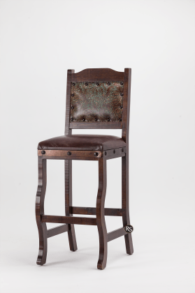 GRAND HACIENDA 30" BARSTOOL WITH TOOLED LEATHER - The Rustic Mile