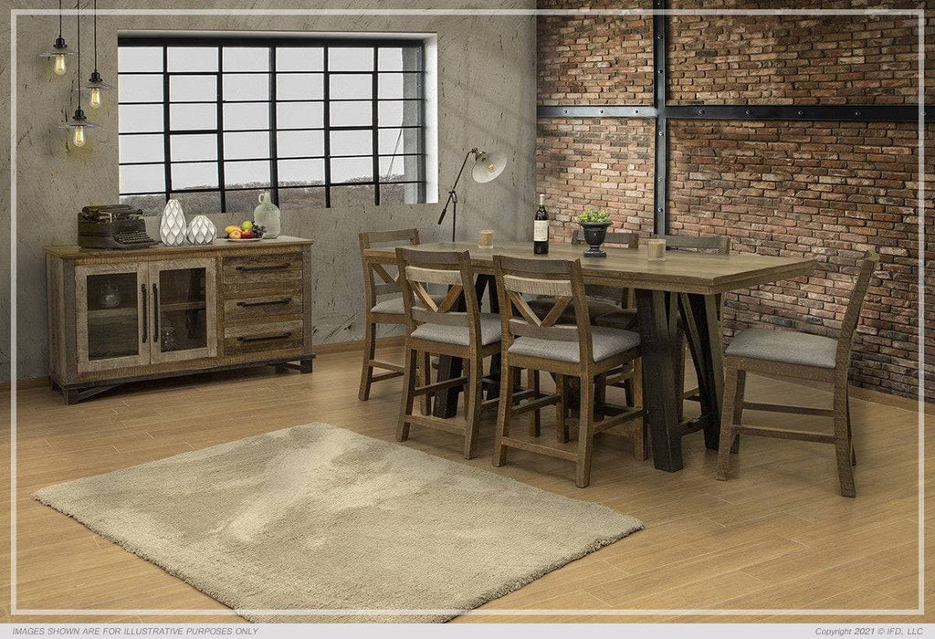 LOFT BROWN COUNTER HEIGHT DINING SET W/6 BARSTOOLS - The Rustic Mile