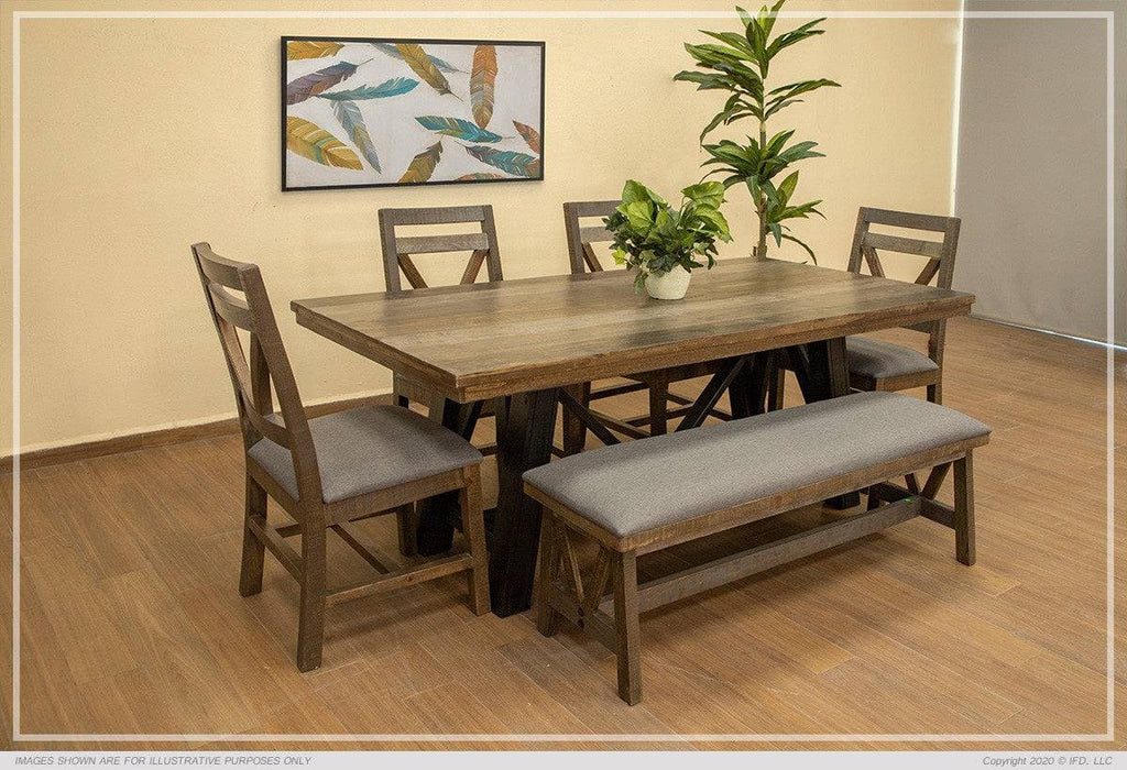 LOFT BROWN DINING SET W/ 4 CHAIRS & A BENCH OR 6 CHAIRS - The Rustic Mile