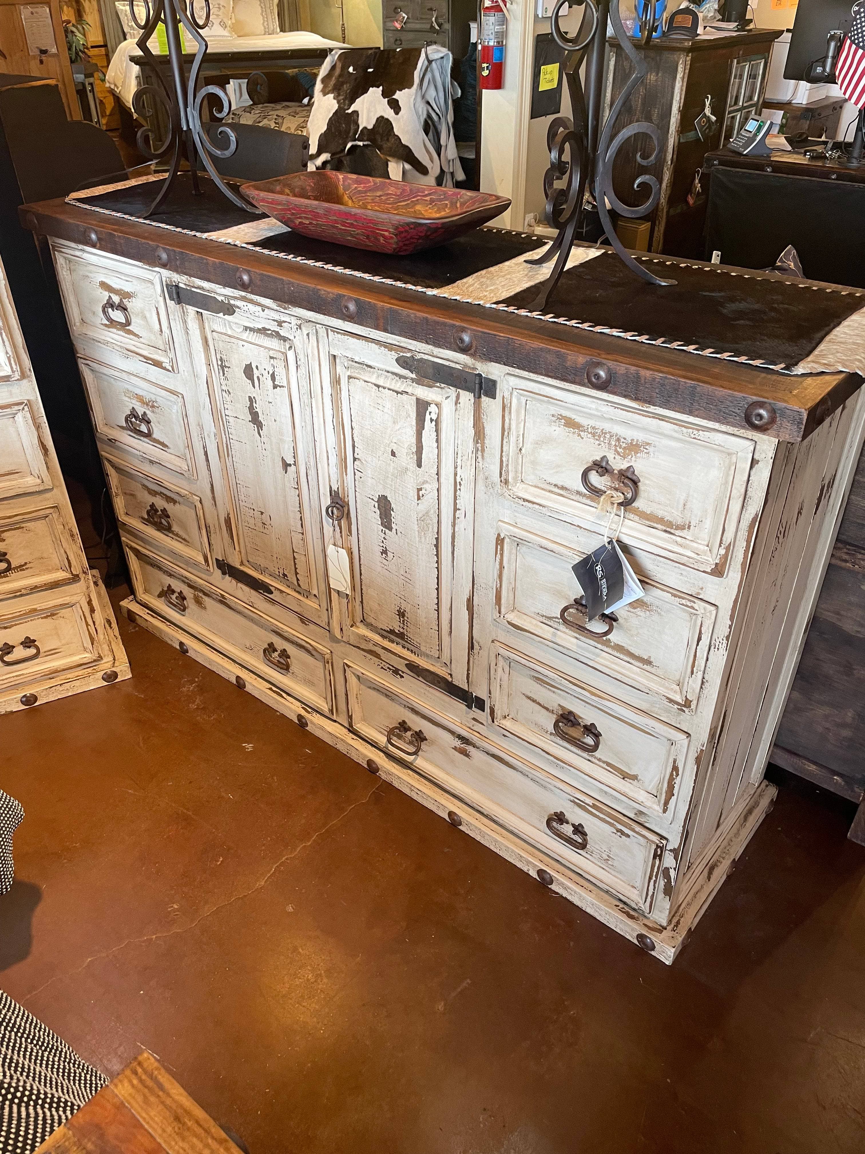 Distressed Antique White Dresser