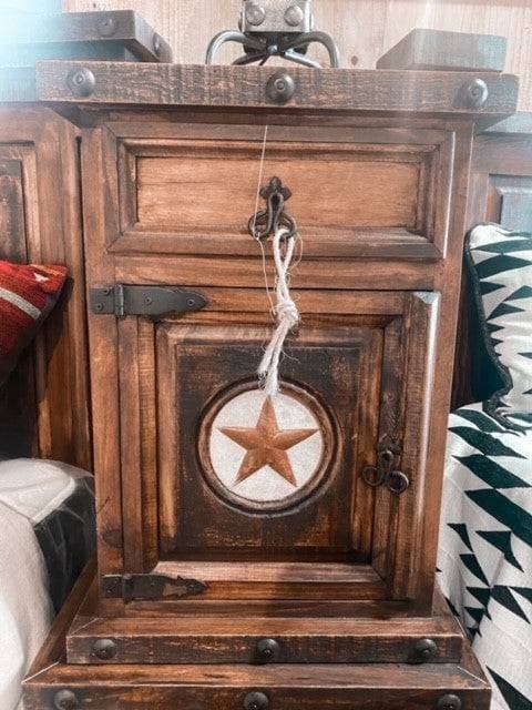 RUSTIC SMALL NIGHTSTAND WITH MARBLE STAR - The Rustic Mile