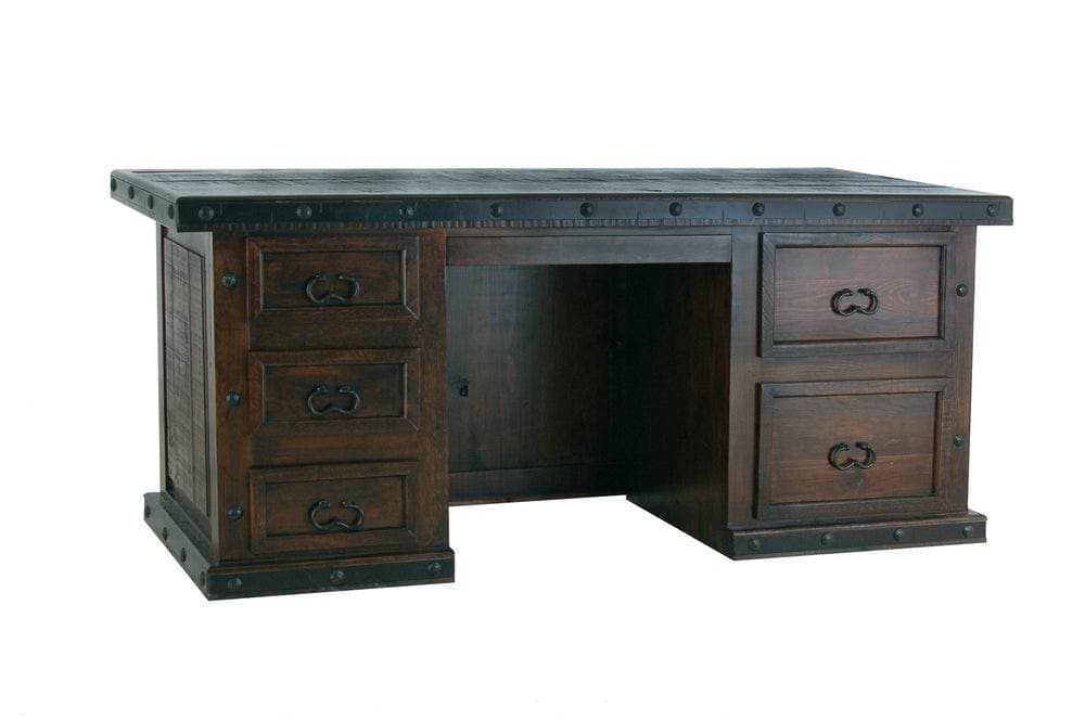 GRAND HACIENDA EXECUTIVE DESK WITH CARVED STAR - The Rustic Mile