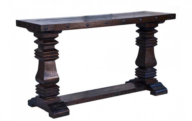GRAND HACIENDA SOFA TABLE WITH PEDESTAL - The Rustic Mile