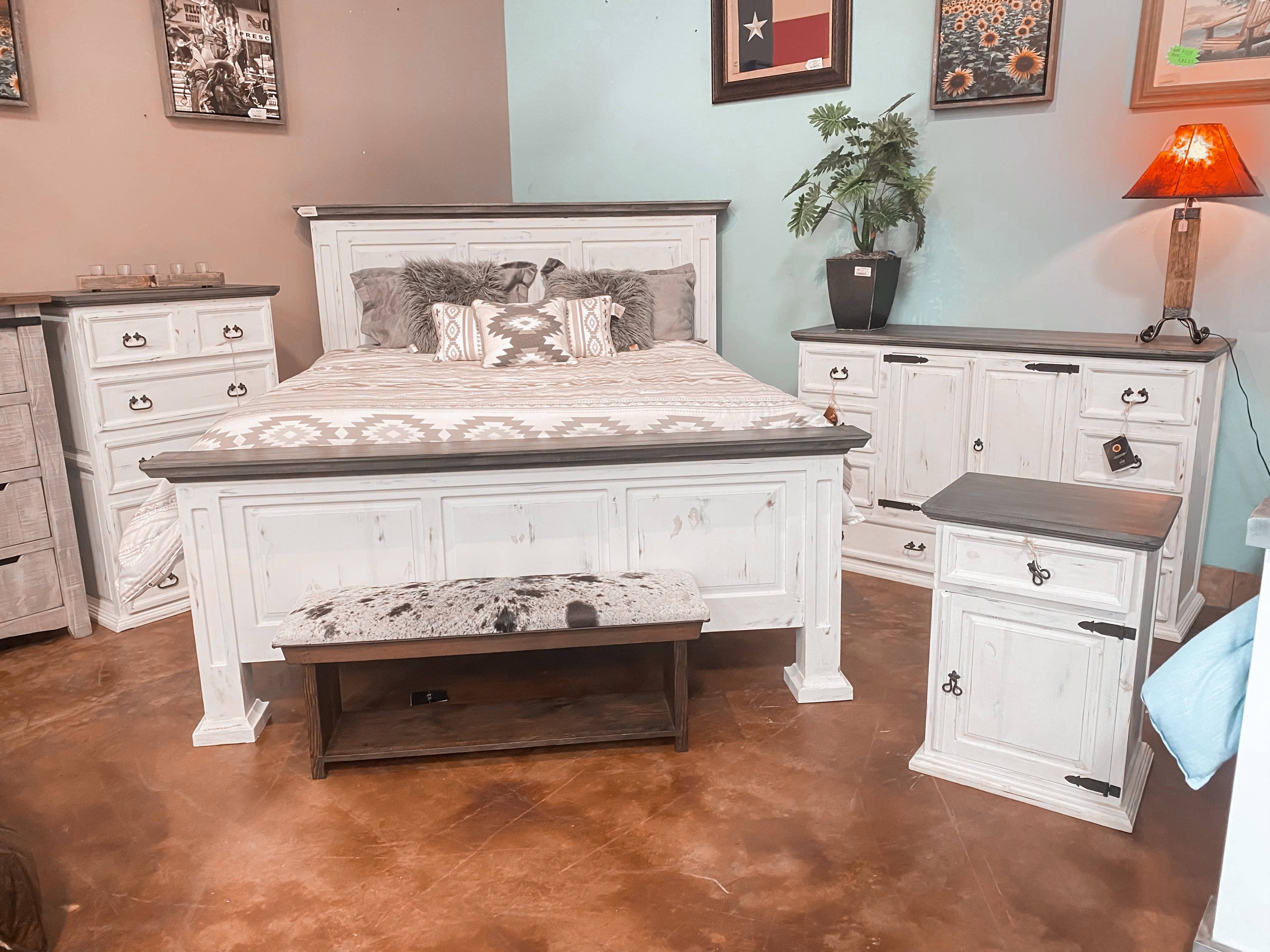 traditional santa cruz bedroom set w/ white smoke bean stain – the