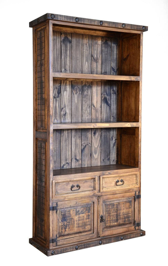 RUSTIC BOOKCASE WITH 2 DRW/DOORS - The Rustic Mile
