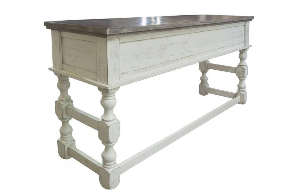 STONE COUNTER HEIGHT SOFA CONSOLE TABLE W/ SHELF - The Rustic Mile